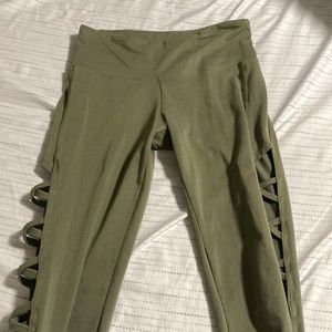 Green leggings cut outs